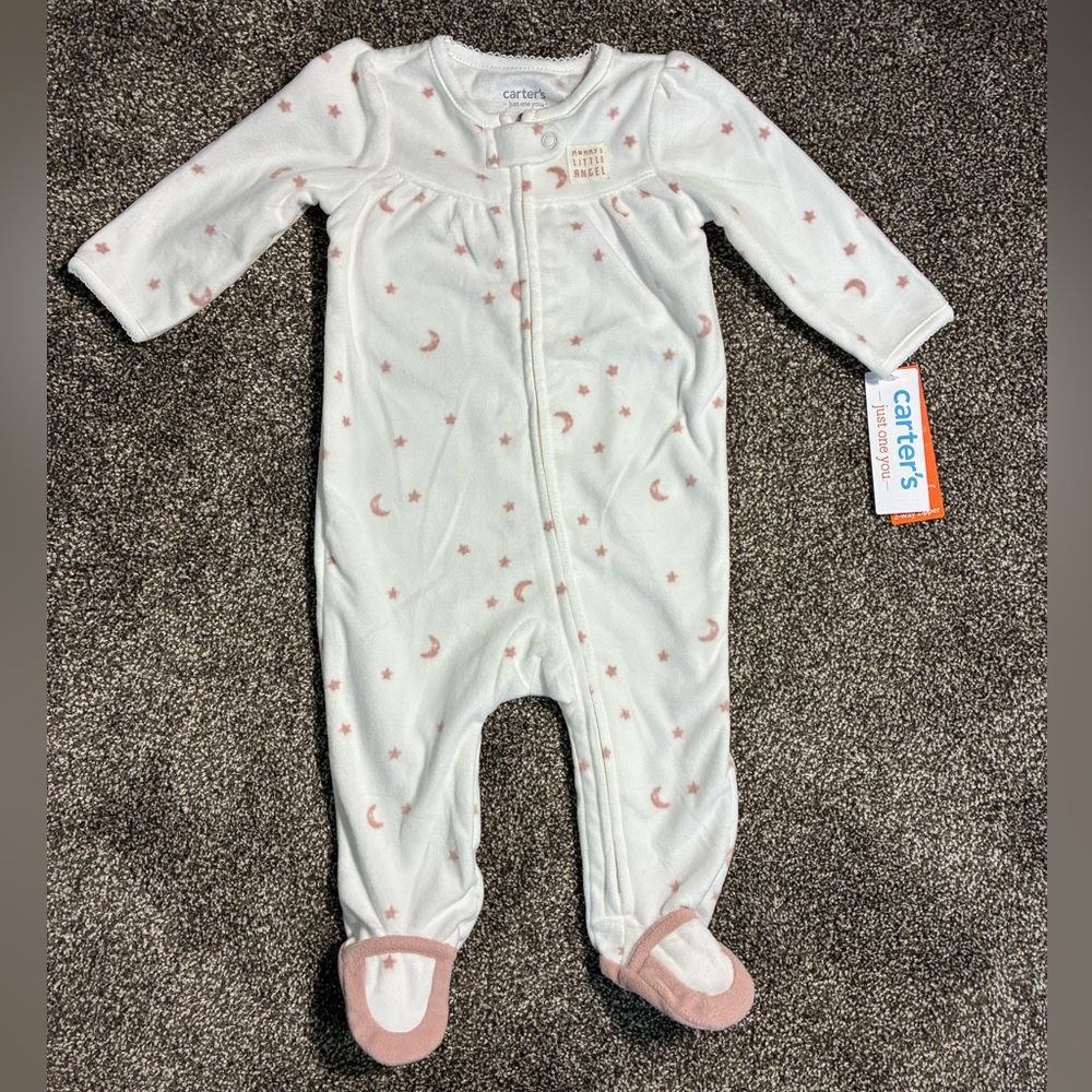 Carter's White & Pink Star and Moon Sleep & Play